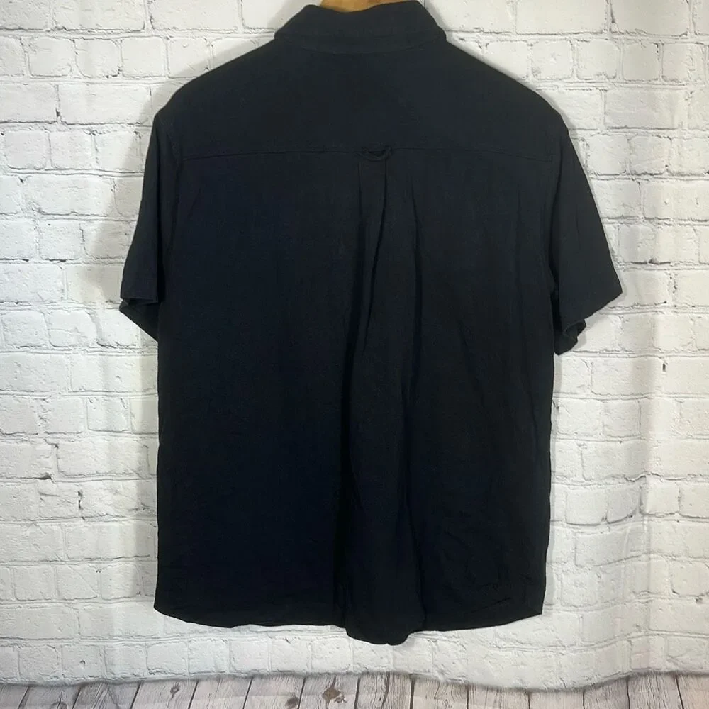 True Religion Polo Shirt Mens Medium Black Triple Needle Knit SS Short Sleeve‎